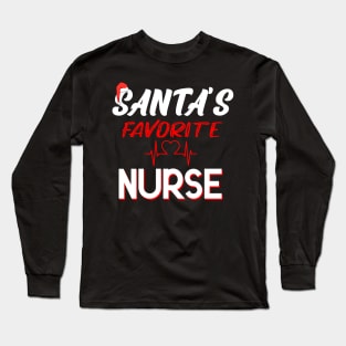 Funny Santa's Favorite Nurse Christmas Long Sleeve T-Shirt